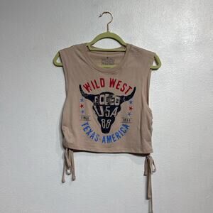 Goodie Two Sleeves Tan Wild West Muscle Tank Sz S